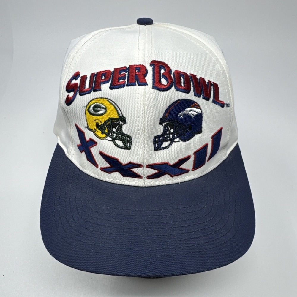 Vintage Super Bowl XXXII‎ 1998 Broncos vs Packers Logo7 Snapback Hat Cap